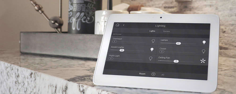 Large tablet on table top for controlling the home's lights and energy management